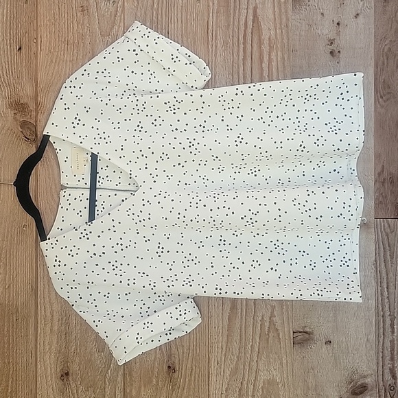 Melloday Off White Top with Black Square Confetti Print Size Small - Picture 1 of 5